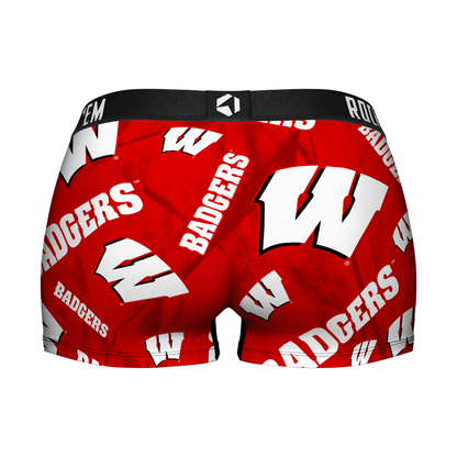 Women's Boy Shorts - Wisconsin Badgers - Logo All-Over
