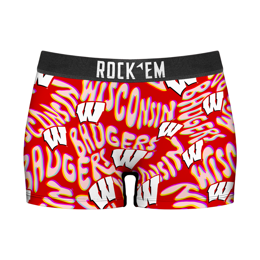 Women's Boy Shorts - Wisconsin Badgers - Twisted Wordmark