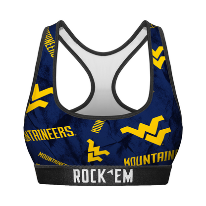 Women's Sports Bra - West Virginia Mountaineers - Logo All-Over