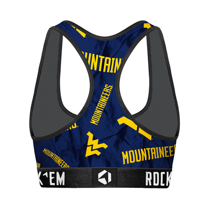 Women's Sports Bra - West Virginia Mountaineers - Logo All-Over