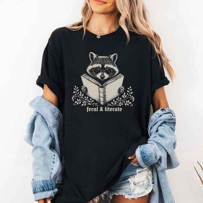Feral & Literate Raccoon Comfort Colors - Book Lover Tee