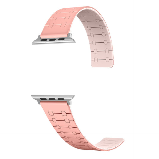 Color - blocking magnetic silicone apple watch strap