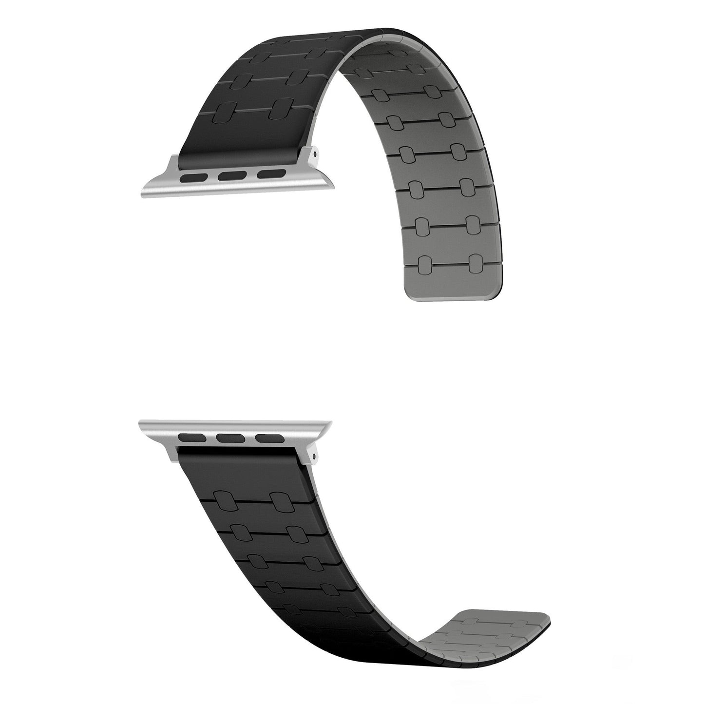 Color - blocking magnetic silicone apple watch strap