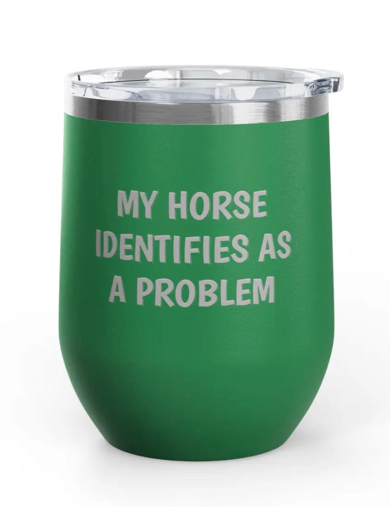 Wine Tumblers, 12 oz. - Engraved - Horse/Problem