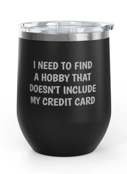 Wine Tumblers -  12 oz. - Credit Card - Engraved