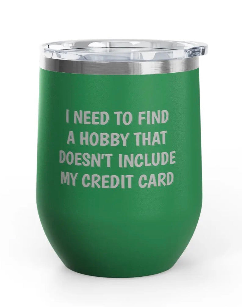 Wine Tumblers -  12 oz. - Credit Card - Engraved