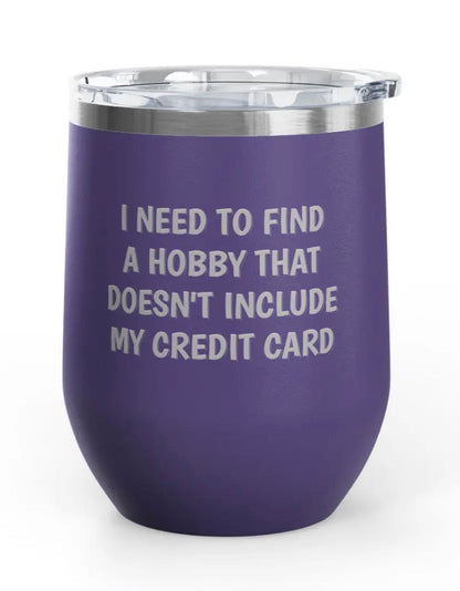 Wine Tumblers -  12 oz. - Credit Card - Engraved