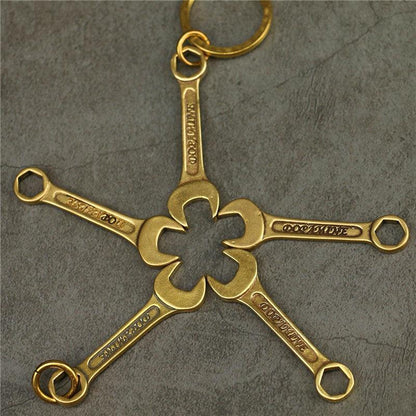 Solid Vintage Brass Wrench Keychain