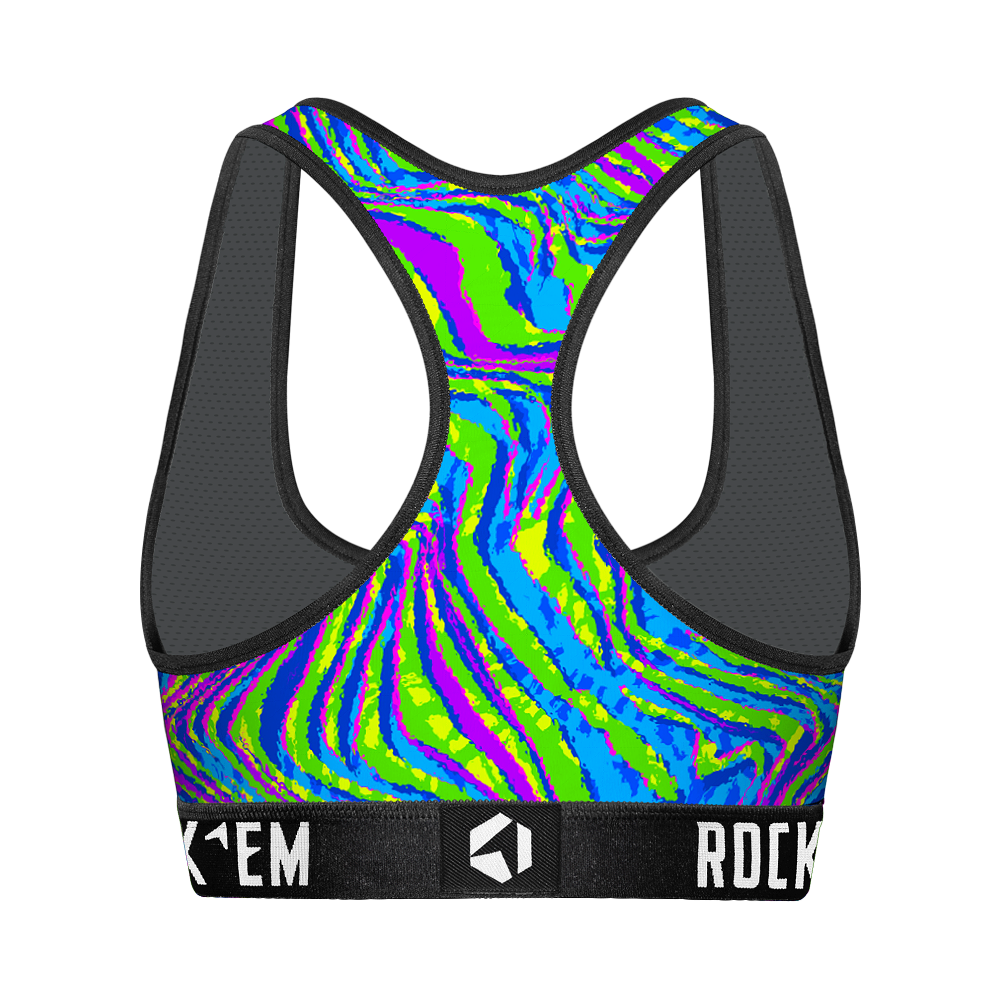Women's Sports Bra - Neon Wave