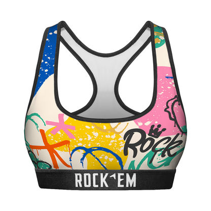 Women's Sports Bra - Rock 'Em Graffiti