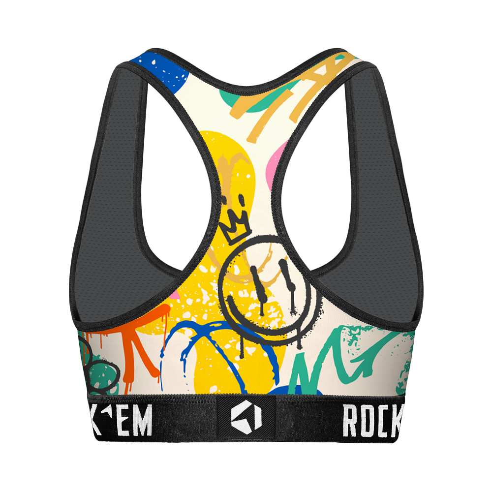 Women's Sports Bra - Rock 'Em Graffiti