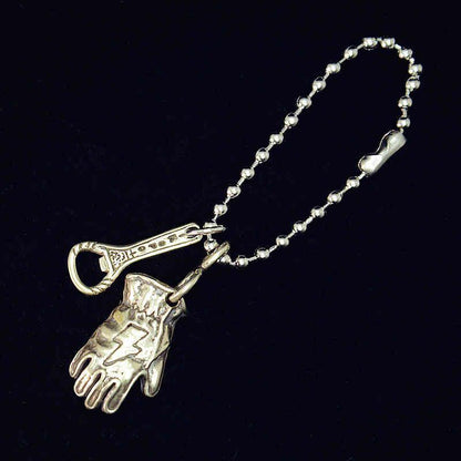 Vintage Motorcycle Glove Solid Brass Keychain