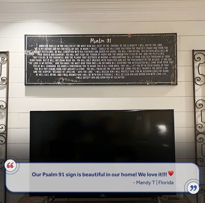 Psalm 91: 'He Is My Refuge' Sign - Inspirational Christian Wall Art for living room, religious decor