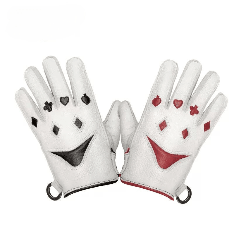 BAUVIRT™ Clown Face/Smiley Face Deers Leather Vintage Motorcycle Gloves