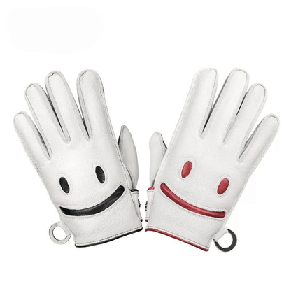 BAUVIRT™ Clown Face/Smiley Face Deers Leather Vintage Motorcycle Gloves