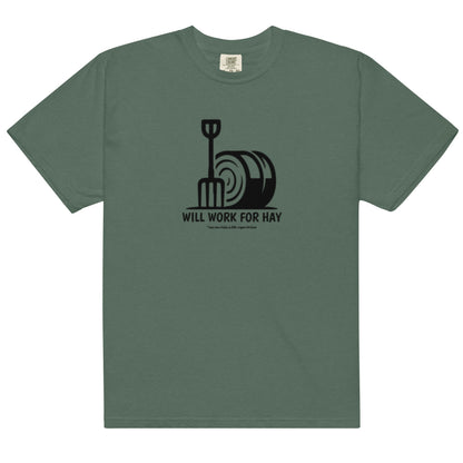 Unisex garment-dyed heavyweight t-shirt - Will Work For Hay