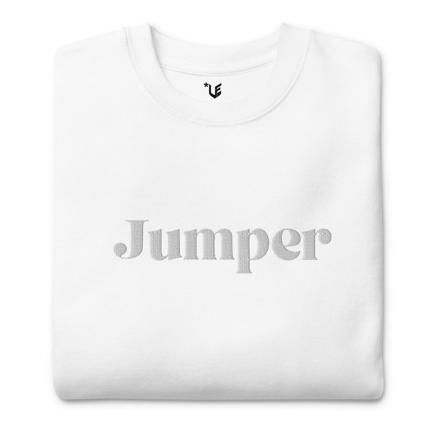 Unisex Premium Sweatshirt - Embroidered - Jumper (White On White)