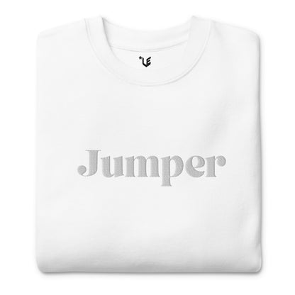 Unisex Premium Sweatshirt - Embroidered - Jumper (White On White)