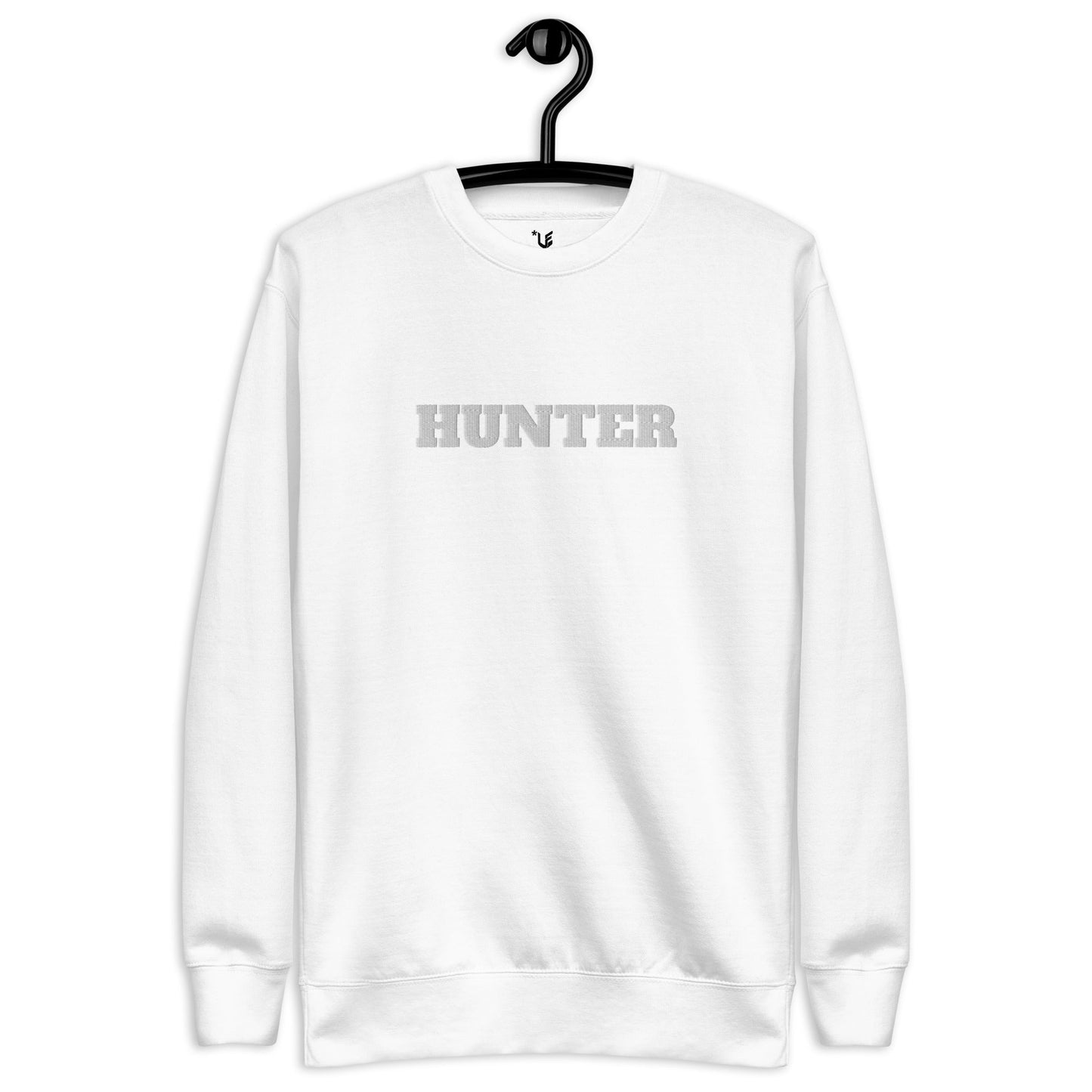 Unisex Premium Sweatshirt - Hunter (White On White) - Embroidered