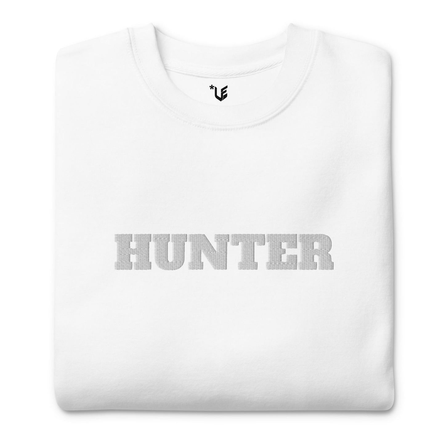 Unisex Premium Sweatshirt - Hunter (White On White) - Embroidered