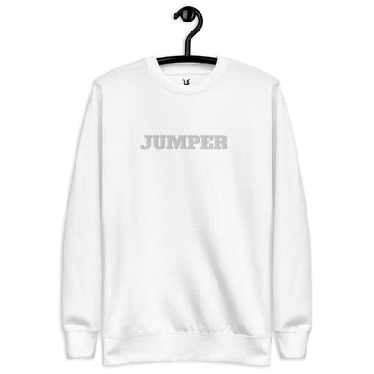 Unisex Premium Sweatshirt - Jumper (White On White) - Embroidered
