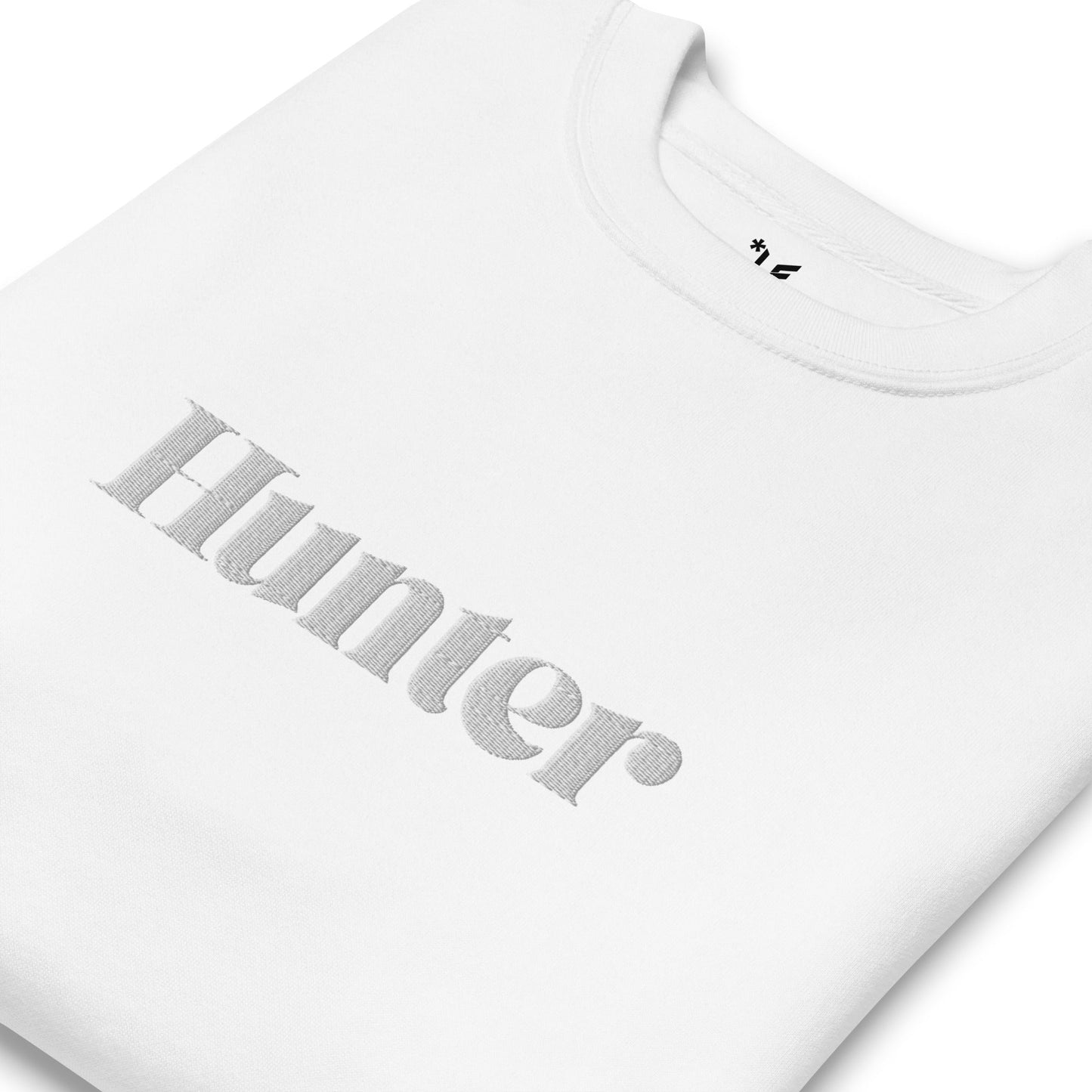 Unisex Premium Sweatshirt - Embroidered - Hunter (White On White)