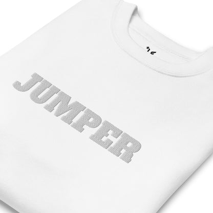Unisex Premium Sweatshirt - Jumper (White On White) - Embroidered